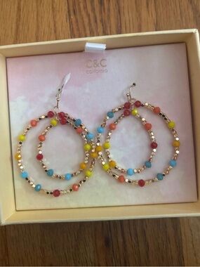 C&C California Colorful Double Hoop Beaded Earrings
